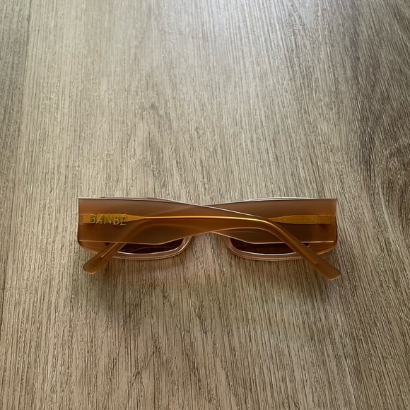 banbe the kylie slim 90's rectangular light brown retro sunglasses eyewear NEW - Picture 3 of 4